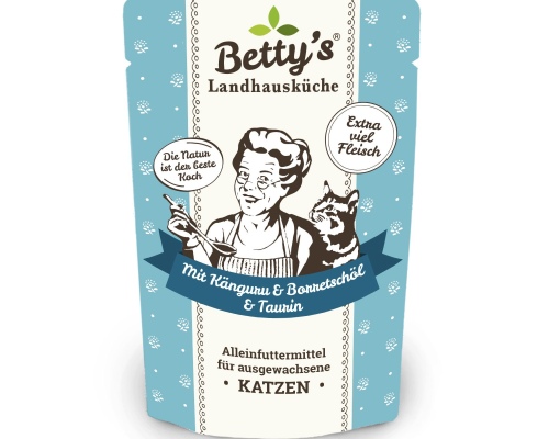 Betty´s Landhausküche Frischebeutel Katze mit Känguru & Borretschöl 100g